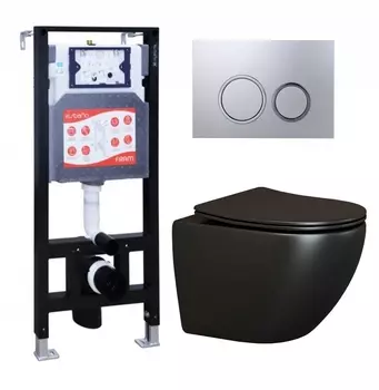 Комплект 3 в 1 инсталляция ESBANO FRAM + Унитаз подвесной Ceramica Nova Metropol CN4002MB + кнопка хром матовая