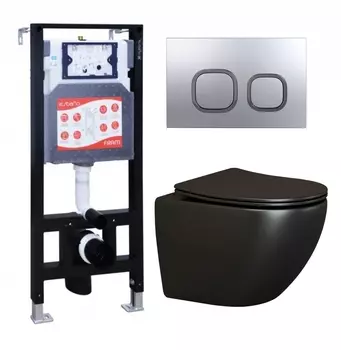 Комплект 3 в 1 инсталляция ESBANO FRAM + Унитаз подвесной Ceramica Nova Metropol CN4002MB + кнопка хром матовая