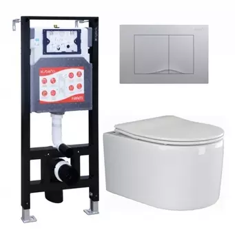 Комплект 3 в 1 инсталляция ESBANO FRAM + Унитаз подвесной Ceramica Nova Moments CN3003 + кнопка хром матовая
