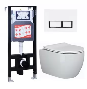 Комплект 3 в 1 инсталляция ESBANO FRAM + Унитаз подвесной Ceramica Nova Play CN3001 + кнопка белая глянцевая