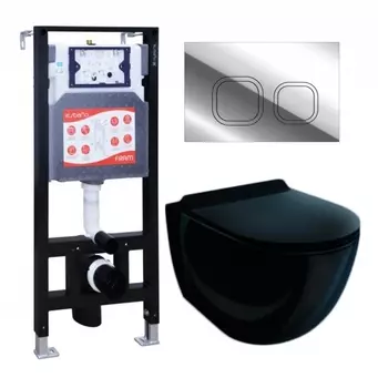 Комплект 3 в 1 инсталляция ESBANO FRAM + Унитаз подвесной Esbano Garcia ESUPGARCB + кнопка хром глянцевая