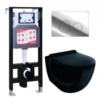 Комплект 3 в 1 инсталляция ESBANO FRAM + Унитаз подвесной Esbano Garcia ESUPGARCB + кнопка хром глянцевая