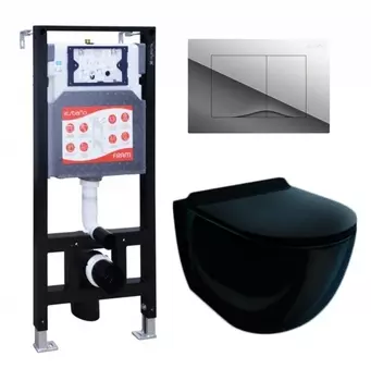 Комплект 3 в 1 инсталляция ESBANO FRAM + Унитаз подвесной Esbano Garcia ESUPGARCB + кнопка хром глянцевая