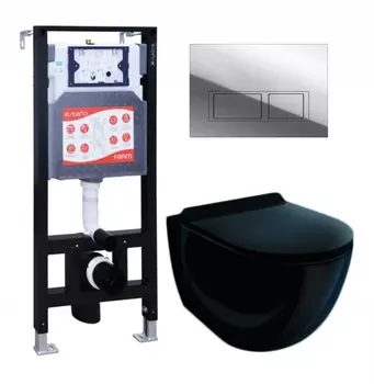 Комплект 3 в 1 инсталляция ESBANO FRAM + Унитаз подвесной Esbano Garcia ESUPGARCB + кнопка хром глянцевая