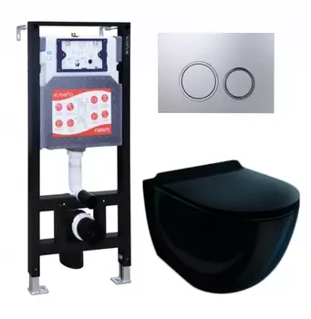 Комплект 3 в 1 инсталляция ESBANO FRAM + Унитаз подвесной Esbano Garcia ESUPGARCB + кнопка хром матовая