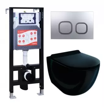 Комплект 3 в 1 инсталляция ESBANO FRAM + Унитаз подвесной Esbano Garcia ESUPGARCB + кнопка хром матовая