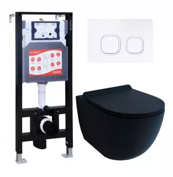 Комплект 3 в 1 инсталляция ESBANO FRAM + Унитаз подвесной Esbano Garcia + кнопка белая