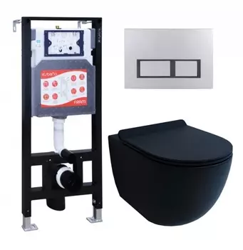 Комплект 3 в 1 инсталляция ESBANO FRAM + Унитаз подвесной Esbano Garcia + кнопка хром матовая