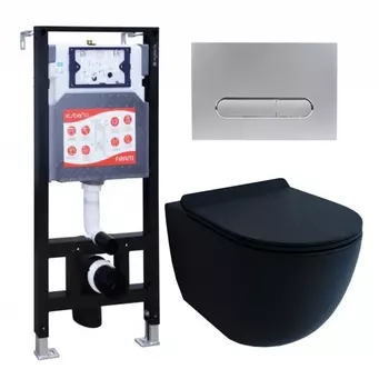 Комплект 3 в 1 инсталляция ESBANO FRAM + Унитаз подвесной Esbano Garcia + кнопка хром матовая