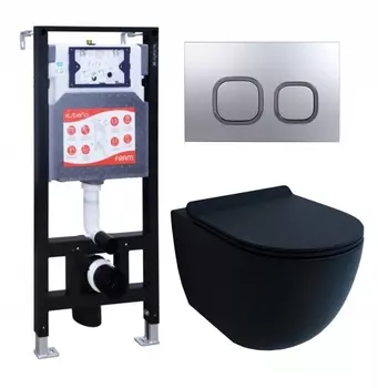 Комплект 3 в 1 инсталляция ESBANO FRAM + Унитаз подвесной Esbano Garcia + кнопка хром матовая