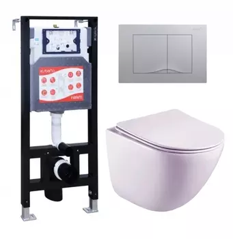 Комплект 3 в 1 инсталляция ESBANO FRAM + Унитаз подвесной Esbano Lotus ESUPLOTUW + кнопка хром матовая