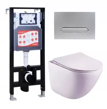 Комплект 3 в 1 инсталляция ESBANO FRAM + Унитаз подвесной Esbano Lotus ESUPLOTUW + кнопка хром матовая