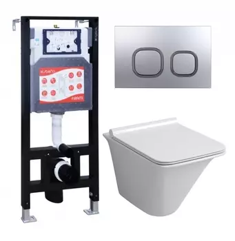 Комплект 3 в 1 инсталляция ESBANO FRAM + Унитаз подвесной Grossman GR-4413S + кнопка хром матовая