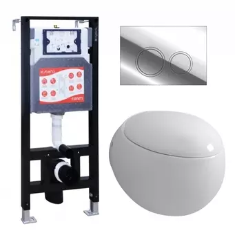 Комплект 3 в 1 инсталляция ESBANO FRAM + Унитаз подвесной Grossman GR-4442 + кнопка хром глянцевая