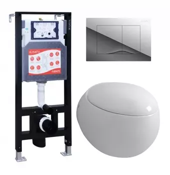 Комплект 3 в 1 инсталляция ESBANO FRAM + Унитаз подвесной Grossman GR-4442 + кнопка хром глянцевая