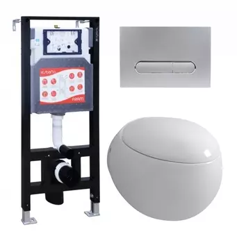 Комплект 3 в 1 инсталляция ESBANO FRAM + Унитаз подвесной Grossman GR-4442 + кнопка хром матовая