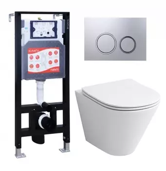 Комплект 3 в 1 инсталляция ESBANO FRAM + Унитаз подвесной Grossman GR-4477S + кнопка хром матовая