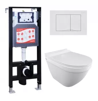 Комплект 3 в 1 инсталляция ESBANO FRAM + Унитаз подвесной Iddis Cloud CLORDSEi25 + кнопка белая глянцевая