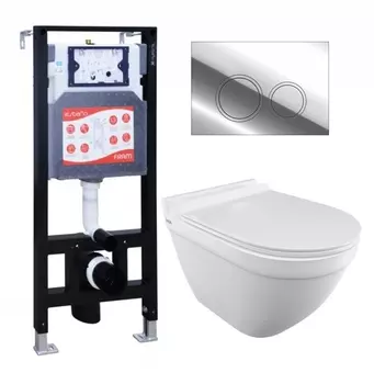 Комплект 3 в 1 инсталляция ESBANO FRAM + Унитаз подвесной Iddis Cloud CLORDSEi25 + кнопка хром глянцевая