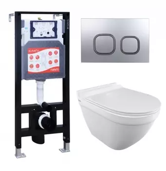 Комплект 3 в 1 инсталляция ESBANO FRAM + Унитаз подвесной Iddis Cloud CLORDSEi25 + кнопка хром матовая