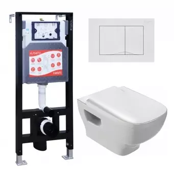 Комплект 3 в 1 инсталляция ESBANO FRAM + Унитаз подвесной Jacob Delafon Struktura EDE102-00 + кнопка белая глянцевая FRAM+ESINVRT29GW+EDE102-00+E20606-00