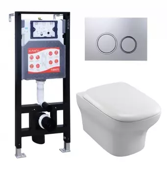 Комплект 3 в 1 инсталляция ESBANO FRAM + Унитаз подвесной Jacob Delafon Vox EDM102-00 + кнопка хром матовая