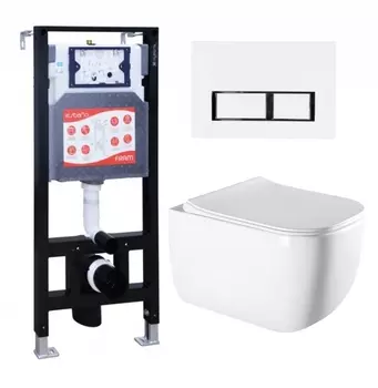 Комплект 3 в 1 инсталляция ESBANO FRAM + Унитаз подвесной Vincea Form VT1-35 + кнопка белая глянцевая