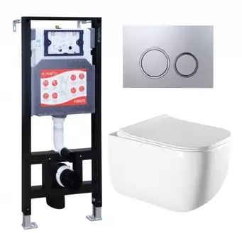 Комплект 3 в 1 инсталляция ESBANO FRAM + Унитаз подвесной Vincea Form VT1-35 + кнопка хром матовая