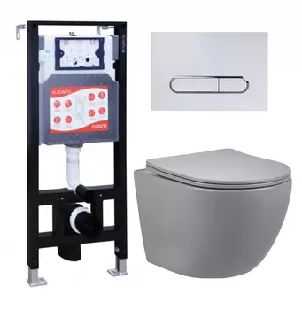 Комплект 3 в 1 инсталляция ESBANO FRAM + Унитаз подвесной Vincea Globo VT1-14SMG + кнопка белая глянцевая