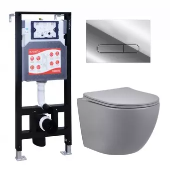 Комплект 3 в 1 инсталляция ESBANO FRAM + Унитаз подвесной Vincea Globo VT1-14SMG + кнопка хром глянцевая