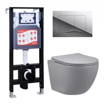 Комплект 3 в 1 инсталляция ESBANO FRAM + Унитаз подвесной Vincea Globo VT1-14SMG + кнопка хром глянцевая