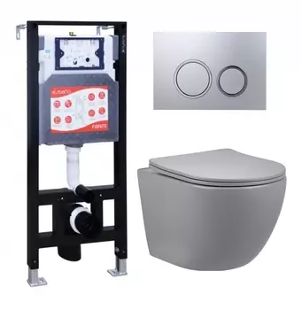 Комплект 3 в 1 инсталляция ESBANO FRAM + Унитаз подвесной Vincea Globo VT1-14SMG + кнопка хром матовая