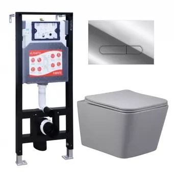 Комплект 3 в 1 инсталляция ESBANO FRAM + Унитаз подвесной Vincea Q-Line VT1-12MG + кнопка хром глянцевая