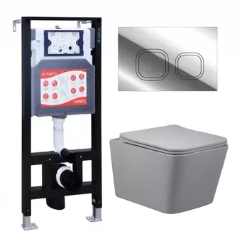 Комплект 3 в 1 инсталляция ESBANO FRAM + Унитаз подвесной Vincea Q-Line VT1-12MG + кнопка хром глянцевая