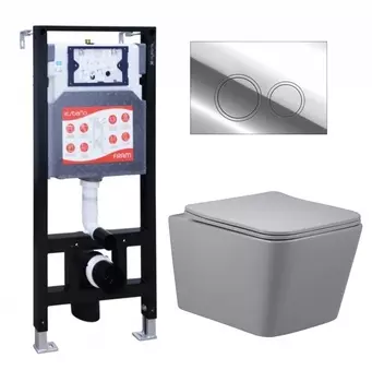 Комплект 3 в 1 инсталляция ESBANO FRAM + Унитаз подвесной Vincea Q-Line VT1-12MG + кнопка хром глянцевая