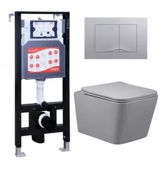 Комплект 3 в 1 инсталляция ESBANO FRAM + Унитаз подвесной Vincea Q-Line VT1-12MG + кнопка хром матовая