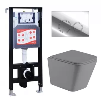 Комплект 3 в 1 инсталляция ESBANO FRAM + Унитаз подвесной Weltwasser WW SK Gelbach 041 MT-GR + кнопка хром глянцевая