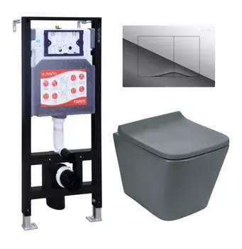 Комплект 3 в 1 инсталляция ESBANO FRAM + Унитаз подвесной Weltwasser WW SK Gelbach 041 MT-GR + кнопка хром глянцевая