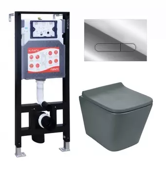 Комплект 3 в 1 инсталляция ESBANO FRAM + Унитаз подвесной Weltwasser WW SK Gelbach 041 MT-GR + кнопка хром глянцевая