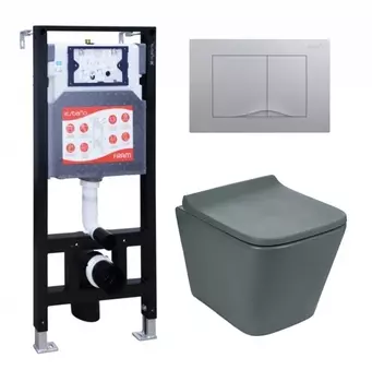 Комплект 3 в 1 инсталляция ESBANO FRAM + Унитаз подвесной Weltwasser WW SK Gelbach 041 MT-GR + кнопка хром матовая