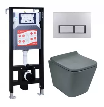 Комплект 3 в 1 инсталляция ESBANO FRAM + Унитаз подвесной Weltwasser WW SK Gelbach 041 MT-GR + кнопка хром матовая