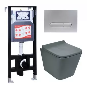 Комплект 3 в 1 инсталляция ESBANO FRAM + Унитаз подвесной Weltwasser WW SK Gelbach 041 MT-GR + кнопка хром матовая