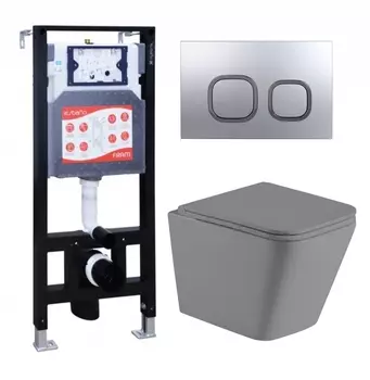 Комплект 3 в 1 инсталляция ESBANO FRAM + Унитаз подвесной Weltwasser WW SK Gelbach 041 MT-GR + кнопка хром матовая