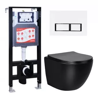 Комплект 3 в 1 инсталляция ESBANO FRAM + Унитаз Vincea Globo VT1-14MB + кнопка белая глянцевая