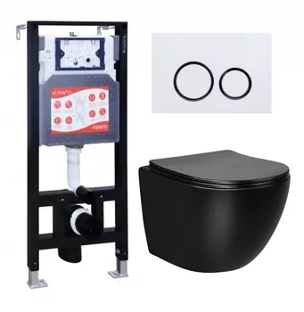 Комплект 3 в 1 инсталляция ESBANO FRAM + Унитаз Vincea Globo VT1-14MB + кнопка белая глянцевая