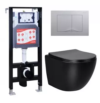 Комплект 3 в 1 инсталляция ESBANO FRAM + Унитаз Vincea Globo VT1-14MB + кнопка хром матовая