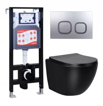 Комплект 3 в 1 инсталляция ESBANO FRAM + Унитаз Vincea Globo VT1-14SMB + кнопка хром матовая