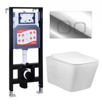 Комплект 3 в 1 инсталляция ESBANO FRAM + Унитаз Vincea Q-Line VT1-12 + кнопка хром глянцевая