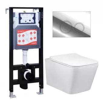 Комплект 3 в 1 инсталляция ESBANO FRAM + Унитаз Vincea Q-Line VT1-12 + кнопка хром глянцевая