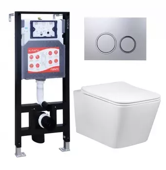 Комплект 3 в 1 инсталляция ESBANO FRAM + Унитаз Vincea Q-Line VT1-12 + кнопка хром матовая